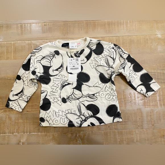 Zara Disney kids baby girl Minnie Mouse long sleeve tee shirt top Nwt - Picture 5 of 8